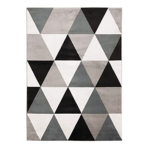 THE DECO FACTORY Geo Scandi – Alfombra de Tacto lanudo, diseño de triángulos Negro 120 x 170 cm