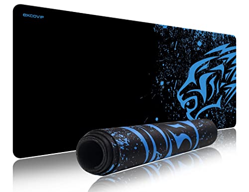 EXCOVIP Blue Leopard Alfombrilla de Raton Gaming Grandes scritorio xl protector escritorio ordenador alfombrilla para raton pc extendida tapete lavable mousepad goma antideslizante para 700x300cm 3522