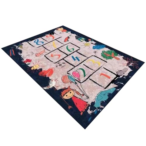 Alfombra de Rayuela para Niños, Alfombra de Rayuela Juego Educativo Divertido Alfombra de Rayuela Números Diseño Impreso Alfombra de Superficie Goma Antideslizante para Habitación Infantil Guardería