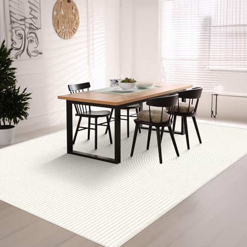 HOMFINE Modernas Alfombra Salon-Grandes Alfombra Habitacion Alfombra Dormitorio Alfombras Pelo Corto Tapetes para Sala Suave y Antideslizante Alfombra Lavable Lavadora Beige, 160x230cm