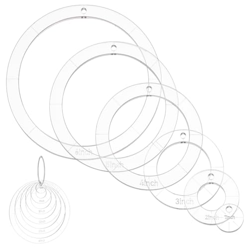 NBEADS 6 plantilla Acrílica para Acolchado Circular, Plantillas de Acolchado con Anillas con Bisagras para Encuadernación Plantillas de Acolchado Redondas para Costura Manualidades Álbumes de Recortes