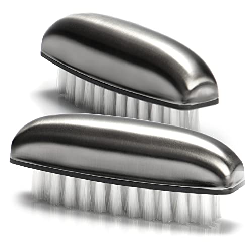 com-four® 2X Cepillo para Lavar Manos de Acero Inoxidable - neutralizador de olores con cerdas de Limpieza - Cepillo para uñas de Acero Inoxidable (02 Piezas - Cepillo de Acero Inoxidable)