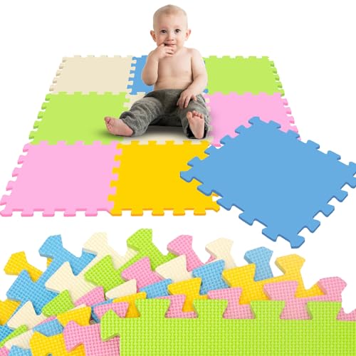 LIttleTom 9 Piezas Alfombra Puzzle para Bebés y Niños - 30x30 Suelo Goma EVA Tapete Juego Infantil