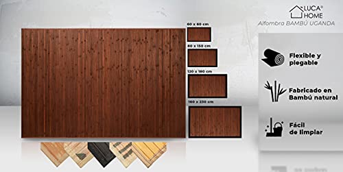 LucaHome – Alfombra bambú Uganda Ideal para Interior, Alfombra bambú para Cocina, salón, despacho, Dormitorio con Cenefa, Alfombra de bambú Antideslizante (Chocolate, 60x90cm)
