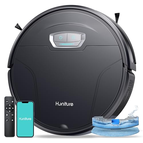 HONITURE Robot Aspirador y Fregasuelos, 4500Pa Succión Ultra Fuerte, G20 Pro Robot Aspirador con Auto Carpet Boost, Alexa/WiFi/App, Aspirador Robot Super Delgado, Ideal para Pelo de Mascotas, Piso