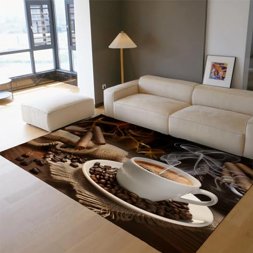 Alfombra de oficina Alfombras de área temática de café Cafeterías Alfombra de comedor Patrón de taza de café Alfombra de piso Alfombra de cocina Alfombra de interior de sala de estar 50 x 80 cm