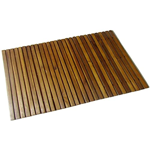 vidaXL Alfombra Cuarto Baño 80x50 cm Felpudo Madera de Acacia Tapete de Suelo