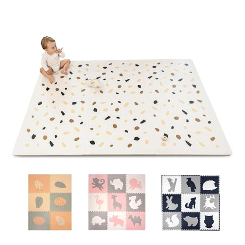 Alfombra Puzzle Suelo Bebe 1,8x1,2m Confeti – 6 XXL-Placas de 60x60cm – 20% Más Gruesa & Suave Alfombra Juegos Bebes Acolchada – Libre de Tóxicos, Sin Olor, Fácil de Limpiar