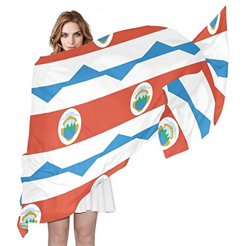 Bandera de Costa Rica para mujer, bufanda de seda para mujer, 70 cm de largo x 89 cm de ancho