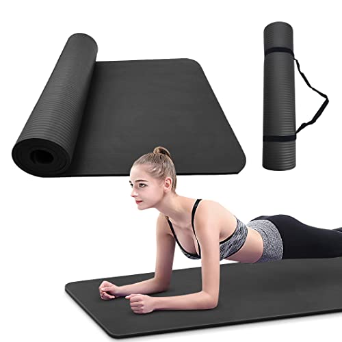 POPYS Esterilla Yoga 10MM Grosor Antideslizantecon Corre a de Transporte(183x61x1 CM) | Esterilla Yoga y Pilates ligera | Material TPE ecológico (Esterilla Negra) (Esterilla Negra)