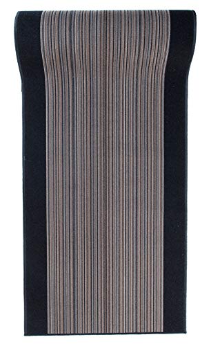 Mazovia Alfombra de Pasillo Larga - Alfombra Antideslizante Moderno Motivo de Rayas - Pelo Corto - Alfombras de Pasillo por Metros - Alfombras para Pasillos Largos - Gris - 67 x 275 cm