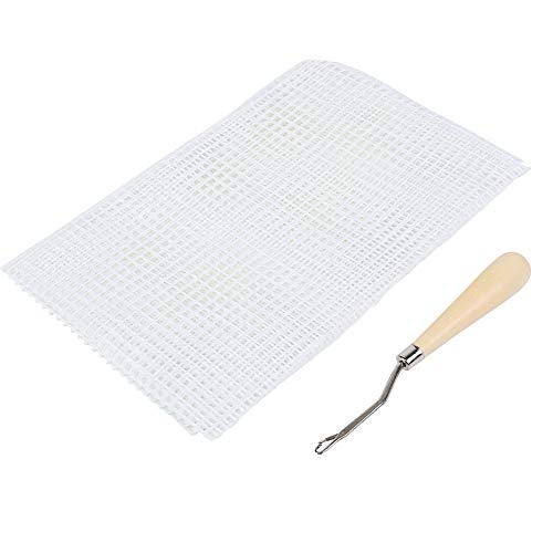 Tomotato Lona de Malla en Blanco, Alfombras de Tela de Lona de Bricolaje Colcha de Plástico Almohadilla de Sábana de Malla de Ganchillo(50x50cm)