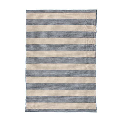 Ikea VRENSTED - Alfombra de tejido plano, interior/exterior, 133 x 195 cm, beige/azul claro