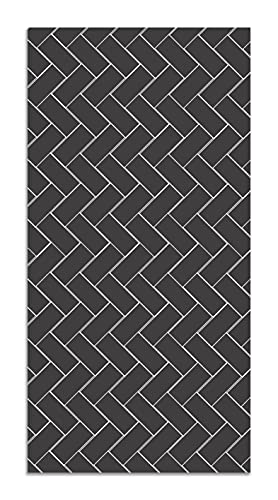 Panorama Alfombra Vinílica Mosaico Ladrillos Gris 40x80 cm - Alfombra Cocina Vinilo - Alfombra Salón Antideslizante e Ignífuga - Alfombras Grandes - Alfombras PVC