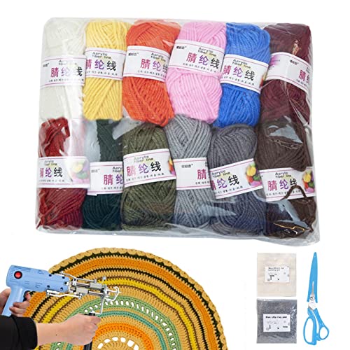 Kit de tejido de alfombras, pelo y pelo 2 en 1, máquina eléctrica de tejido de alfombras, máquina de tejer de mano, kit de bricolaje de 7-19 mm Lidcom