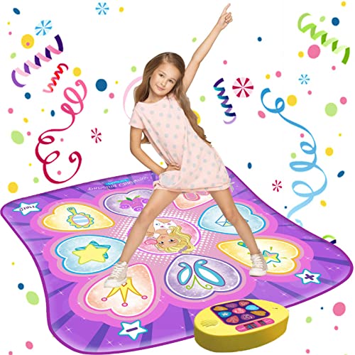SunLin Alfombra de Baile para Niñas de 3 a 10 Años, con Luces LED, Volumen Ajustable, 9 Canciones Integradas, 7 Modos de Juego, 5 Niveles de Desafío, Cumpleaños para 3 4 5 6 Años