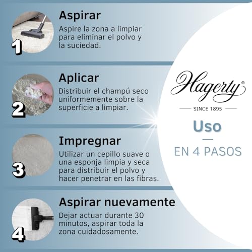 Hagerty Champú Seco Detergente En Polvo Para Alfombras, Elimina El Polvo Y La Suciedad, 500 g