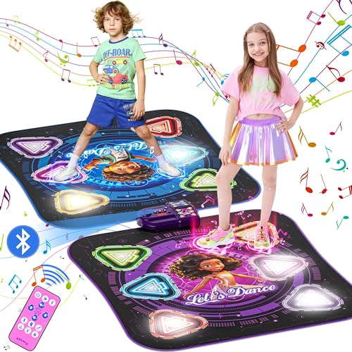 2-Jugadores Alfombra de Baile, 12 Botones Luminosos Alfombra de Baile con Bluetooth, Juguete Alfombra Música Niña 5 6 7 8 9 10 Años, Juegos Regalo Cumpleaños Navidad para Niñas Niños 6-7 9-10 Años