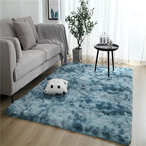 Jodsen Alfombras de área 120x160cm Alfombra Antideslizante Salon Alfombras de Habitacion Suave Alfombra Shaggy Pelo de Felpa Modernas de Interior Alfombra de Piso para Sala de Estar Dormitorio Azul