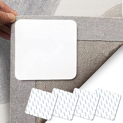 Momowin 4pcs Almohadillas Antideslizantes para alfombras, Antislizante Alfombra Utiliza la última tecnología de vacío para Mantener la Alfombra en su Lugar, Limpia y Reutilizable.(10 x 10 cm)