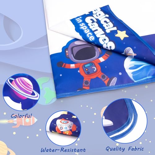 GIBOHOM Agua Dibujo Pintura de astronauta con 80x100 cm,Alfombra Pintar Agua,Doodle Esteras Mágicas,Juguete educativo reutilizable,Regalo para niños y niñas de 2 a 7 año