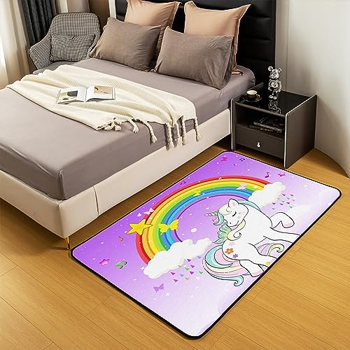 Alfombra de interior con forma de unicornio para niños, alfombra de salón de mariposas unicornio, alfombra de interior en forma de unicornio arco iris, alfombra de dormitorio Galaxia Estrellas,