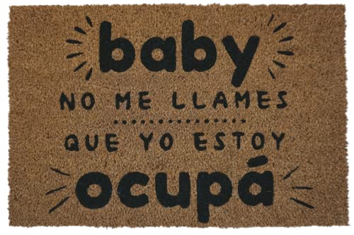 koko doormats Felpudo Original y Divertido - Fibra de Coco y PVC - Baby no me llames - 40x60 cm - Alfombras para la Puerta de Entrada casa Exterior