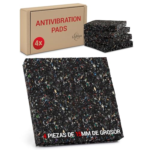 Alfombrilla Antivibración para Lavadora LouMaxx | Juego de 4 Piezas 10cmx10cm | Base para Lavadora - 1,5 cm de grosor.