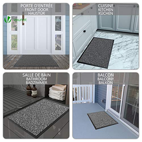 VOUNOT Juego de 2 Felpudos Entrada casa, Alfombra Exterior para Puerta, Impermeable Antideslizante Lavable, Alfombra para Interior y Exterior, 40x60cm, Antracita