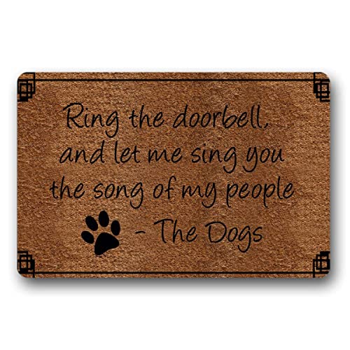 Felpudos 40x60cm, Toca El Timbre Y Déjame Cantarte La Canción De Mi Pueblo Perro Amante De Los Perros Clausura Alfombra Limpia Microfibra Tapete para Mascotas, para Salon, Bañera, Puerta