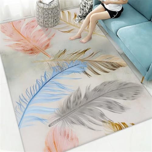Genérico para Recámara Sofá Suelo Rojo Alfombra De Salón Peluda con Plumas Grandes Retro Alfombra Habitacion Bebe 40X60CM Alfombras De Pie De Cama