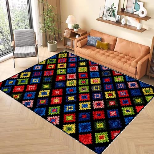 SZKBEUO 55 x 75 cm Kit de Alfombras con Gancho de Pestillo, Kit de Tejer ​con Gancho cojín de sofá Alfombra, Kit para Hacer Tapices, Kit Ganchos Alfombras para Adultos y Principiantes