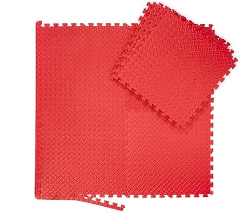 PERPETUAL Esterilla Puzzle Gimnasio Protector Suelo Acolchado (18 Piezas de 30x30cm / 6 Piezas de 60x60cm + Bordes) Garaje Piscina Exterior Camping Protector Alfombra Goma EVA Caucho Colchoneta