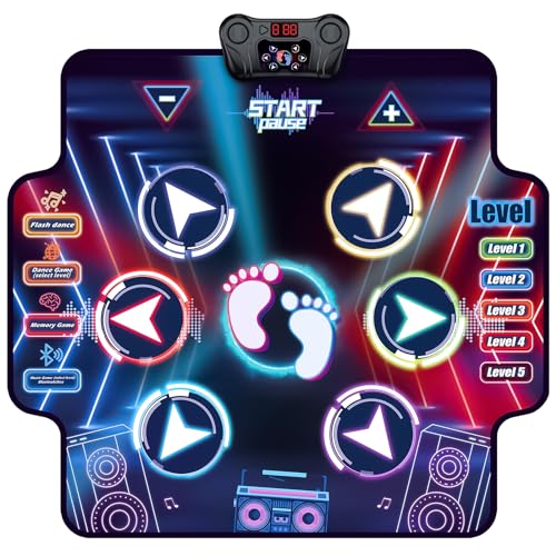 Dreamon Alfombra de Baile Juguetes Niños 4 5 6 7 8 años, Navidad Cumpleaños Regalo Niña 3+, Alfombra de Baile Tapete Musical con 7 Luces LED, Bluetooth Inalámbrico y 5 Niveles