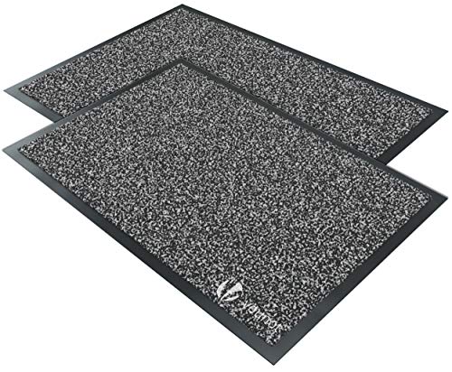 VOUNOT Juego de 2 Felpudos Entrada casa, Alfombra Exterior para Puerta, Impermeable Antideslizante Lavable, Alfombra para Interior y Exterior, 40x60cm, Antracita