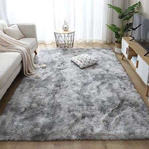 JURLEA Alfombras de área Alfombra Peluda para Sala de Estar Alfombra Suave Antideslizante para Dormitorios (160 x 230 cm, Gris Blanco)