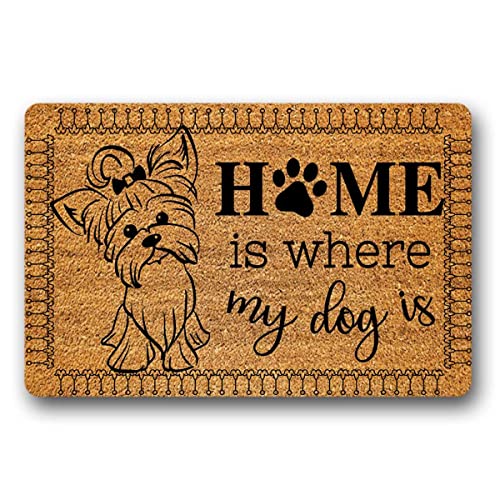 Felpudo para La Entrada 40x60cm, El Hogar Es Donde Está Mi Perro Tapete para Mascotas Microfibra Absorbente Alfombra Limpia, para Salon, Bañera, Jardín