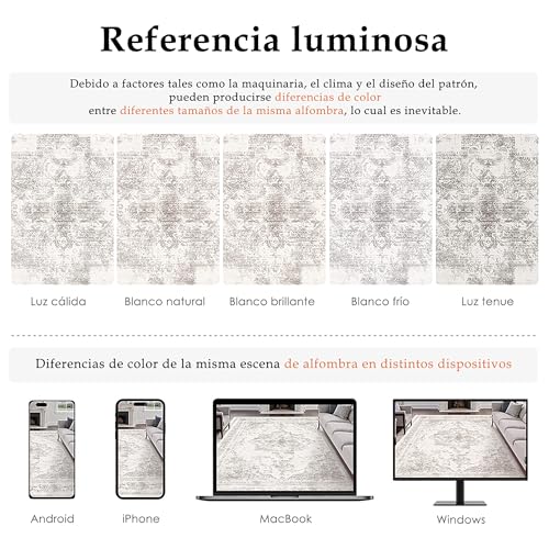 HUGEAR Alfombra Salon Gris Antideslizante Alfombras Lavables en Lavadora Tapetes para Sala 90x150cm Habitacion Dormitorio Comedor Flor Vintage Grande Tapete Pelo Corto tapete Quarto