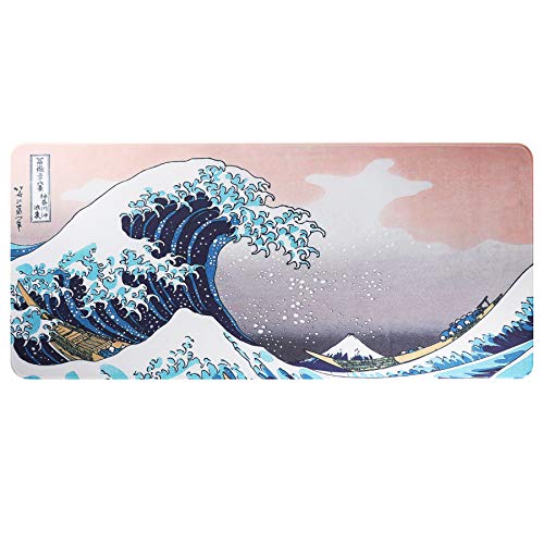 HoYiXi Gaming Alfombrilla de Ratón Mouse Pad Desk Pad Extra Grande Superficie Lisa y Base de Goma Antideslizante Mouse Mat XXL 90 x 40 x 0.3 CM (Ola)