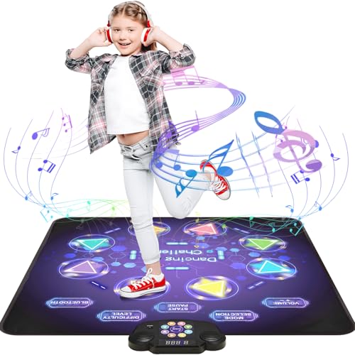 Gleamkid Alfombra de Baile, Alfombra Baile Alfombra Musical de 8 Botones con Luces, Música Incorporada, Función Bluetooth, 8 Modos y 3 Niveles de Dificultad, Regalos Niñas 3 4 5 6 7 8 9 Años