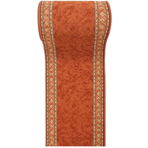 Carpeto Rugs Alfombra de Pasillo Moderna Larga Antideslizante de Pelo Corto - Alfombras de Pasillo por Metros - Alfombras para Pasillos Largos - Marrón Anaranjado - 67 x 300 cm