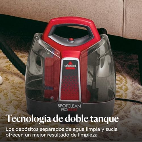 BISSELL SpotClean ProHeat, Aspiradora de Agua Tapiceria, Lava Aspiradora con Tecnología HeatWave, Limpiador de Liquidos para Alfombras, Tapiceria, Sofa, Autos y Más, Motor Potente de 330W, 36988