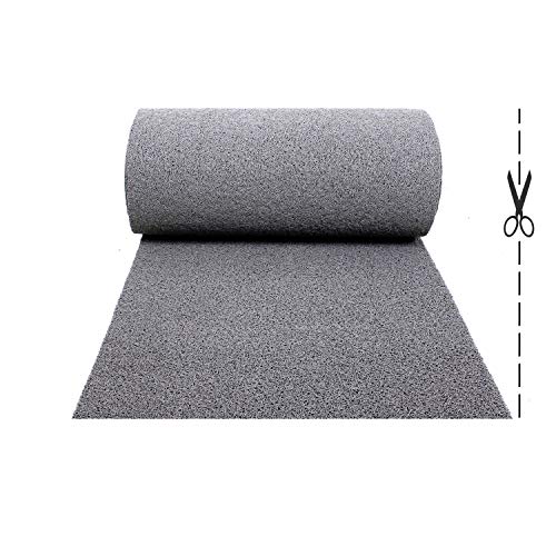 Olivo.shop – Twist Gris, alfombra antideslizante de vinilo rizo para entrada exterior, hecha a medida, de vinilo, atrapa la suciedad, lavable para interior, 100 x 100 cm
