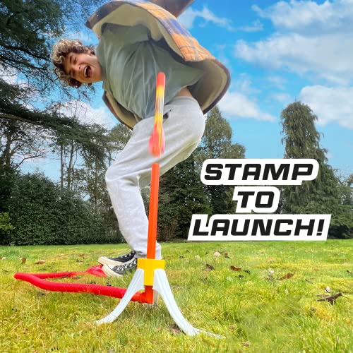 WOW! STUFF - HYPR Rocket 500 | El Mayor pisotón Volador para lanzar Cohete | Vuela hasta 500 pies | 3 Cohetes | Jardín al Aire Libre o Patio Trasero | Juguetes y Regalo para niños, familias, niños y
