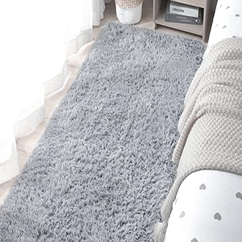 DALINA Textil Alfombra Decorativa de Pelo Largo Extra Suave -Alfombra Antideslizante para Salón Dormitorio Rectangular (40X60CM, Gris)