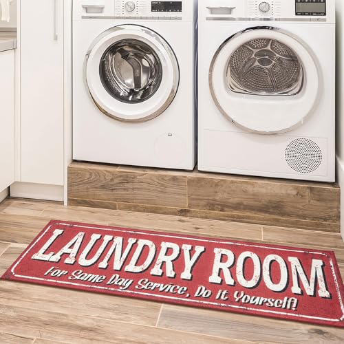 Ottomanson LA4021O-2X5X5- Alfombra para lavandería, Polipropileno, Rojo, 50cm x 150cm