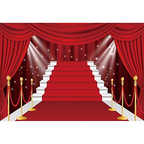 Ttincceer Alfombra Roja 220x150cm - Telón de Fondo Superestrella VIP Para Invitado Importante - Podio Con Escalones Rojos Para Premios y Fotografía