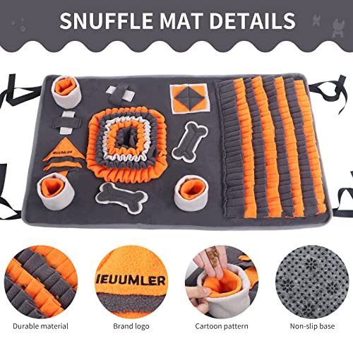 IEUUMLER Alfombra Olfativa para Perros, Antideslizante Fácil de Limpiar Manta Comida Perro Grande, Snuffle Mat fomenta Las Habilidades Naturale FC009 (Gris Anaranjado)