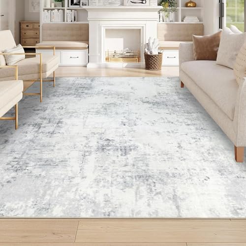 Homcomodar Alfombra Salon Gris 160x230cm Antideslizante Alfombras Lavables en Lavadora Alfombra Habitacion Dormitorio Comedor Modernas Tapete Quarto Pelo Corto