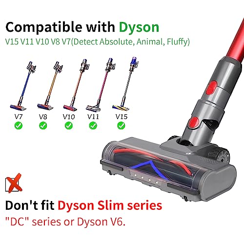 suzao Cepillo para el Cabezal Dyson V7 V8 V10 V11 V15 sv10 sv12 sv14 sv15, Recambio Cepillo con 4 LED y Bloqueo de gatillo, Accesorios Dyson para Alfombras, Suelos，Parquet
